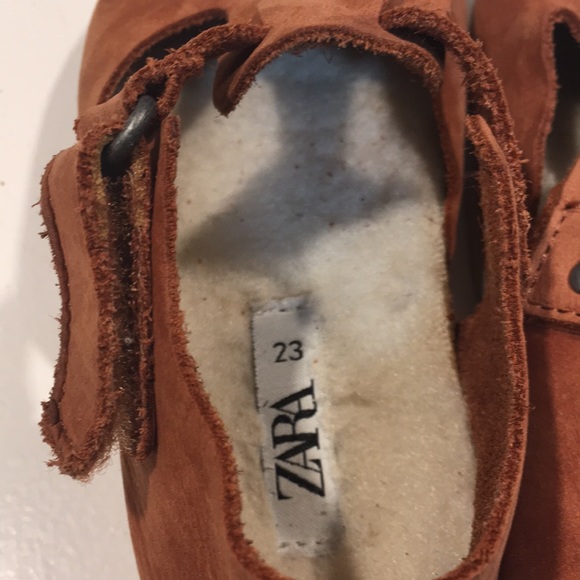 SOLD!! ZARA Girls Shoe Leather Top Brown Size 23 E - Picture 4 of 6